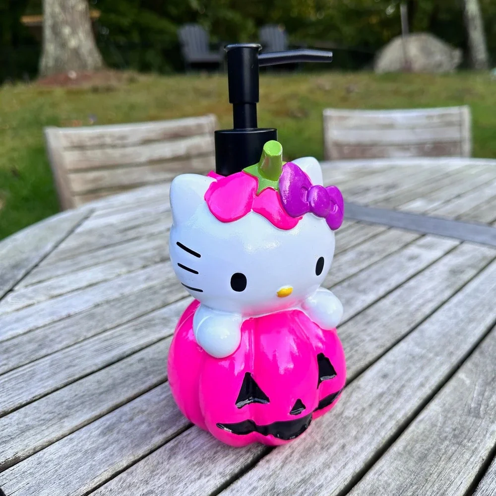 Sanrio Hello Kitty Pink Pumpkin Halloween Soap Dispenser Kawaii Decor 9 Inch